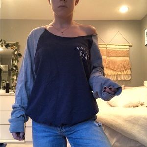 VS PINK oversized off the shoulder sweatshirt